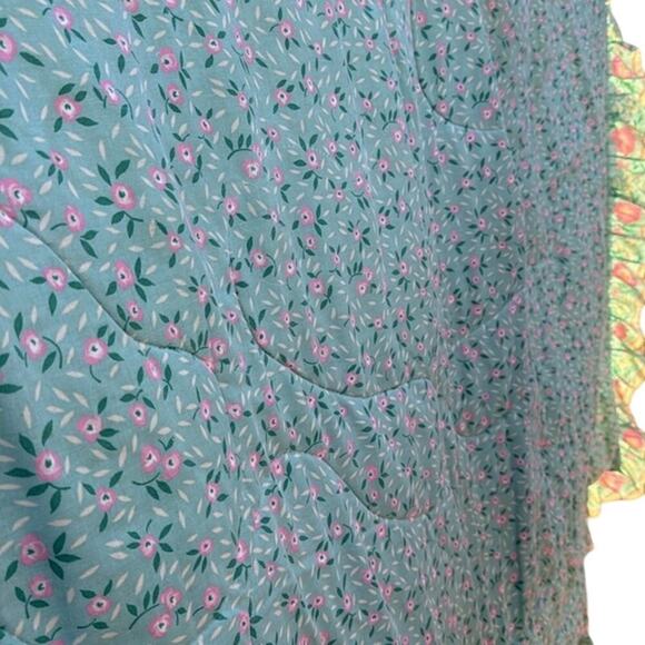 Vintage Wamsutta  Pink Blue Green Floral Ruffle Queen Comforter‎ - Picture 6 of 6
